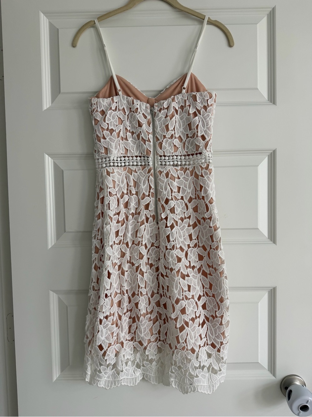 Lulu's White Floral Lace Midi Dress with Nude Slip - Picture 2 of 3